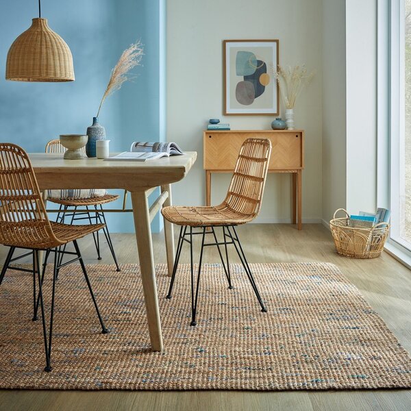 Covor albastru/în culoare naturală țesut manual din iută 160x230 cm Jute Boucle Blue – Flair Rugs
