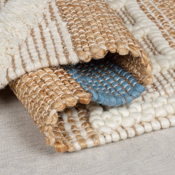 Covor albastru/în culoare naturală țesut manual din amestec de iută 120x170 cm Medina Jute – Flair Rugs