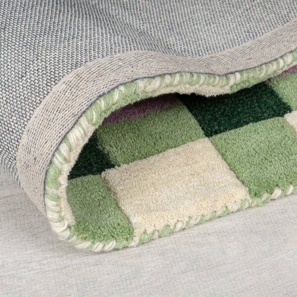 Covor tip traversă verde/mov țesut manual din lână 60x230 cm Kai Wool Border – Flair Rugs