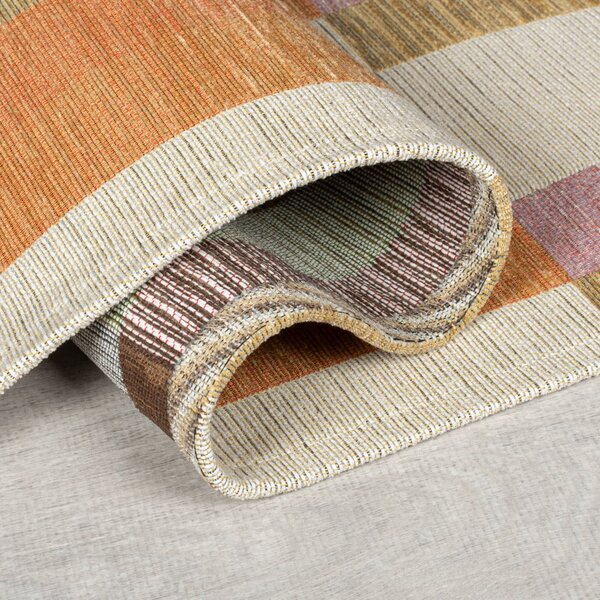 Covor tip traversă portocaliu/în culoare naturală 60x230 cm Riley Block Geo – Flair Rugs
