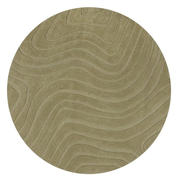 Covor kaki țesut manual rotund din lână ø 160 cm Mesmerise Sage – Flair Rugs