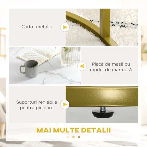 HOMCOM Set de 2 mese rotunde, set de masute de cafea stivuite cu cadru metalic pentru camera de zi, alb | Aosom Romania