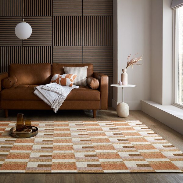 Covor portocaliu/în culoare naturală 155x230 cm Riley Block Geo – Flair Rugs