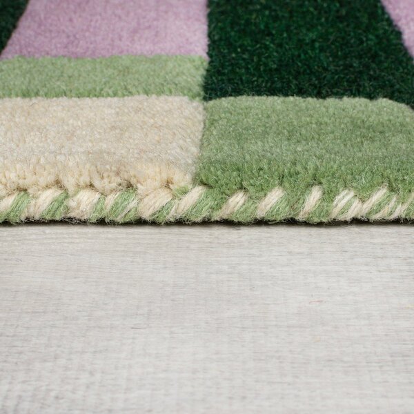 Covor tip traversă verde/mov țesut manual din lână 60x230 cm Kai Wool Border – Flair Rugs