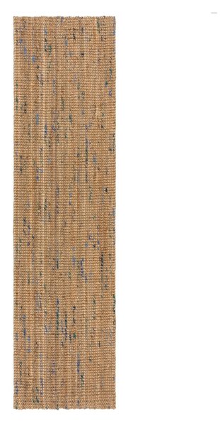 Covor tip traversă albastru/în culoare naturală țesut manual din iută 60x230 cm Jute Boucle Blue – Flair Rugs