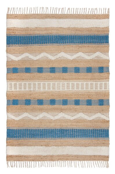 Covor albastru/în culoare naturală țesut manual din amestec de iută 120x170 cm Medina Jute – Flair Rugs
