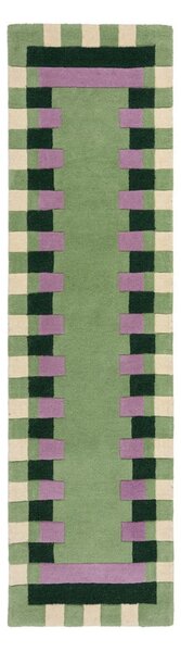 Covor tip traversă verde/mov țesut manual din lână 60x230 cm Kai Wool Border – Flair Rugs