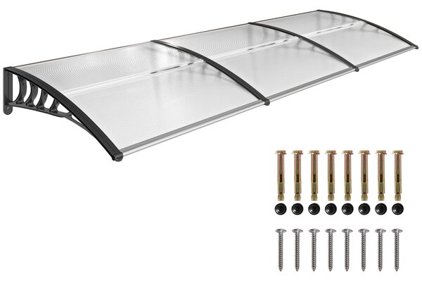 Outsunny Copertina pentru exterior, curbata cu suruburi si buloane incluse, copertina din policarbonat, PP si aluminiu, 295x90x23.5cm