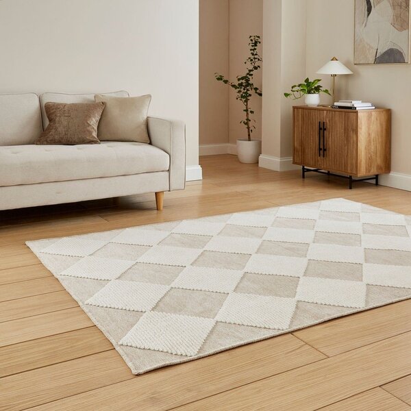 Covor alb-bej lavabil 160x230 cm Lyna Beige&White – Think Rugs