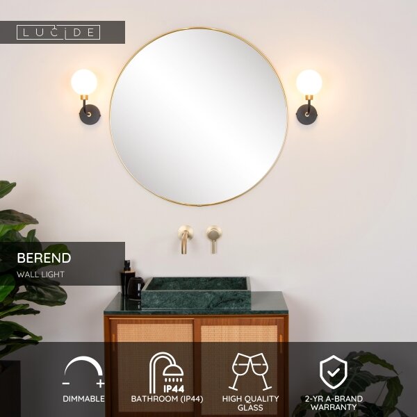 Lampă de perete pentru baie Lucide 30265/01/30 BEREND 1xG9/33W/230V IP44
