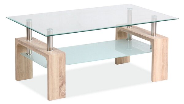Masuta LISA, transparent/stejar sonoma, sticla securizata/MDF, 100x60x