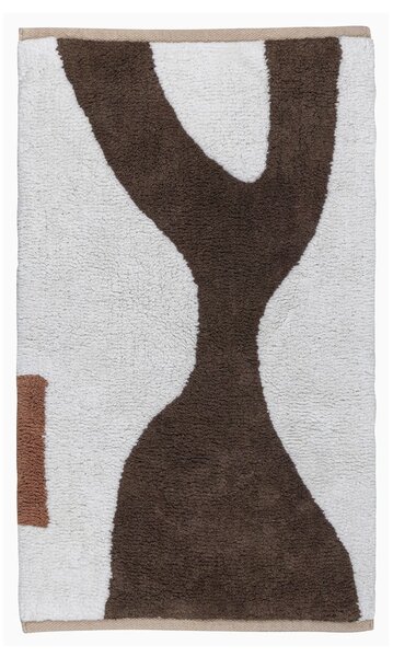 Covor alb/maro lavabil din bumbac 50x80 cm Figura – Mette Ditmer Denmark
