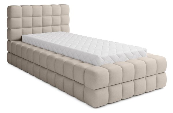 Pat lemn masiv Tapitat Tetrix Personalizabil 90x200 cm