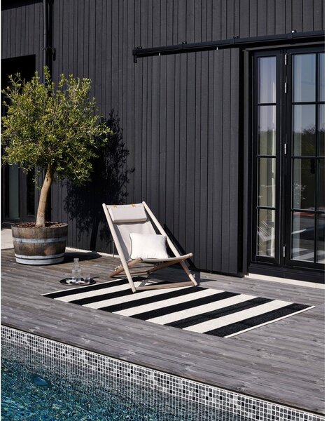 Covor tip traversă pentru interior și exterior alb-negru 70x225 cm Bob Black Vanilla – Pappelina