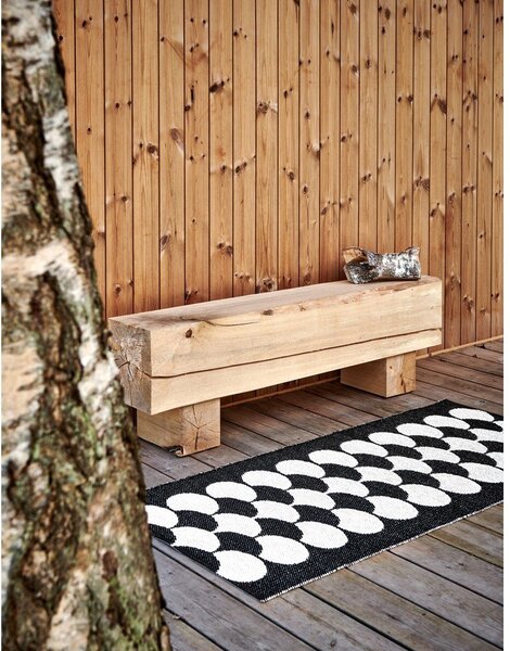 Covor tip traversă pentru interior și exterior negru/crem 70x250 cm Poppy Black Vanilla – Pappelina