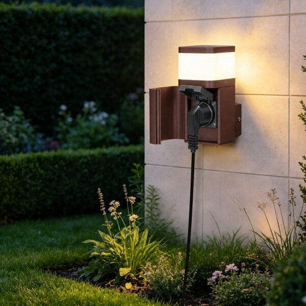 BRILAGI - Lampă de perete pentru exterior cu priză SCHUKO PILLAR 1xG9/11W/230V IP44 maro