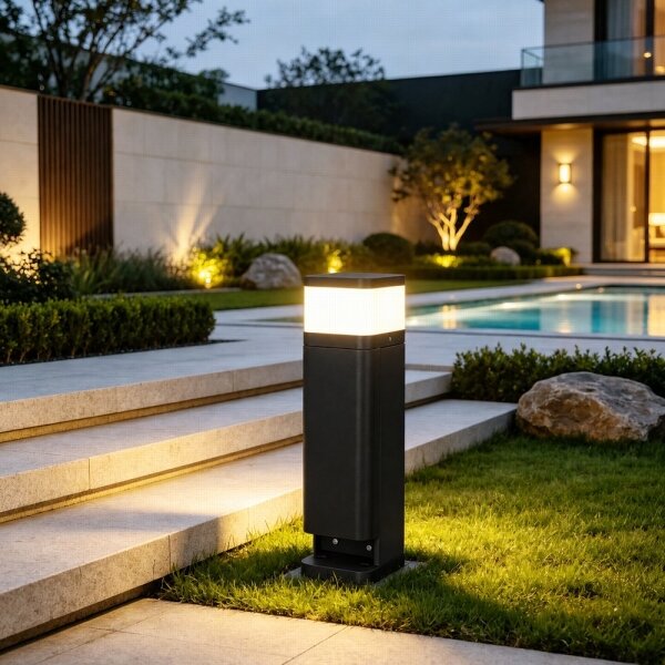 BRILAGI - Lampă de exterior cu 2 prize SCHUKO PILLAR 1xG9/11W/230V IP44 neagră