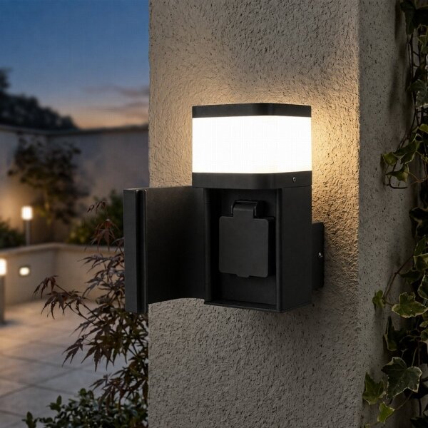 BRILAGI - Lampă de perete pentru exterior cu priză SCHUKO PILLAR 1xG9/11W/230V IP44 neagră