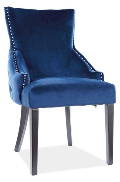 Scaun tapitat cu catifea GEORGE, albastru, 56x51x96 cm