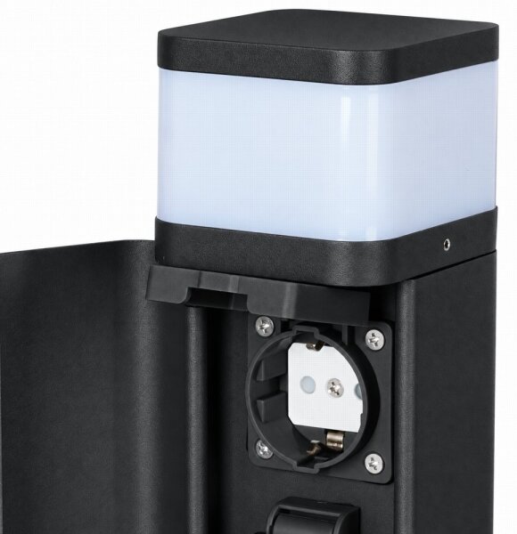 BRILAGI - Lampă de exterior cu 2 prize SCHUKO PILLAR 1xG9/11W/230V IP44 neagră