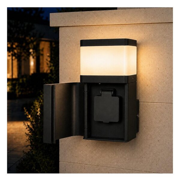BRILAGI - Lampă de perete pentru exterior cu priză SCHUKO PILLAR 1xG9/11W/230V IP44 neagră