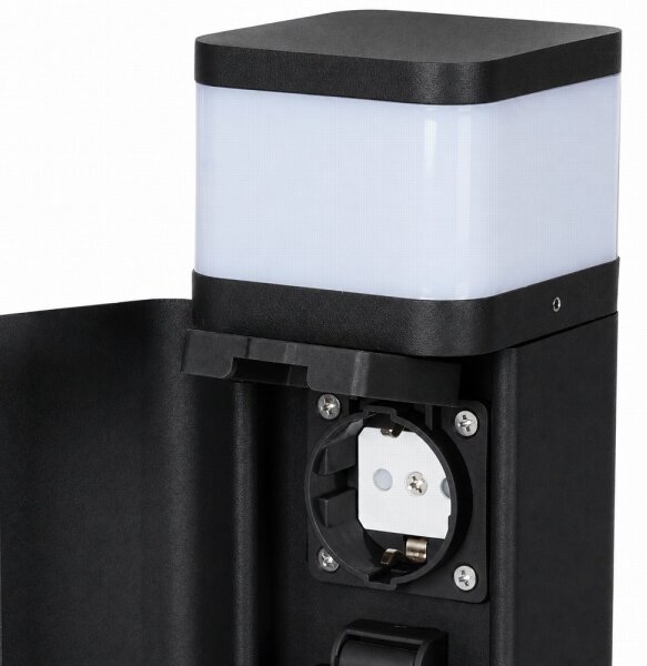 BRILAGI - Lampă de exterior cu 2 prize SCHUKO PILLAR 1xG9/11W/230V IP44 neagră