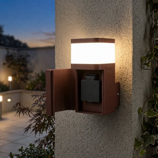 BRILAGI - Lampă de perete pentru exterior cu priză SCHUKO PILLAR 1xG9/11W/230V IP44 maro