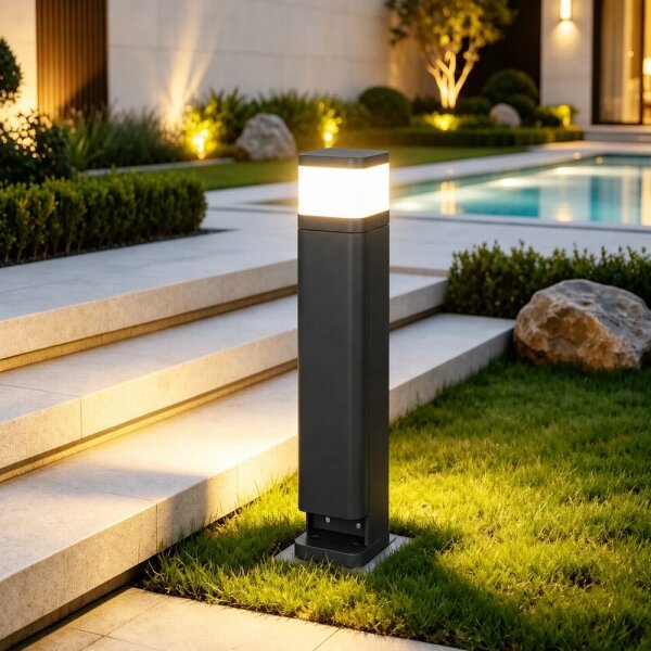BRILAGI - Lampă de exterior cu 2 prize SCHUKO PILLAR 1xG9/11W/230V IP44 neagră