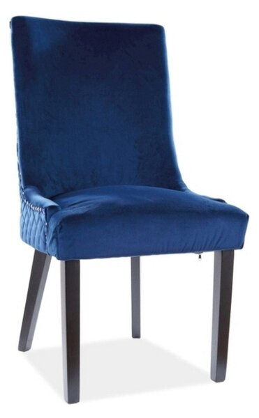 Scaun tapitat cu catifea LEON, albastru, 51x51x99