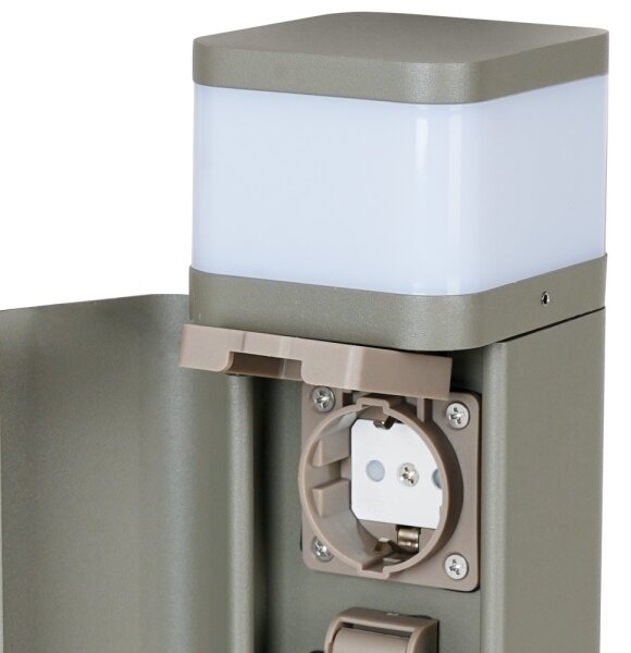 BRILAGI - Lampă de exterior cu 2 prize SCHUKO PILLAR 1xG9/11W/230V IP44 gri