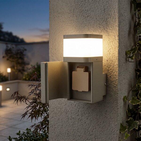 BRILAGI - Lampă de perete pentru exterior cu priză SCHUKO PILLAR 1xG9/11W/230V IP44 gri