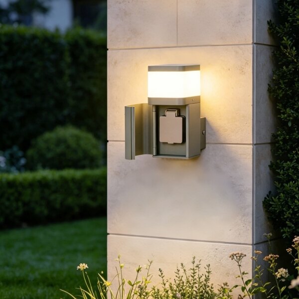 BRILAGI - Lampă de perete pentru exterior cu priză SCHUKO PILLAR 1xG9/11W/230V IP44 gri