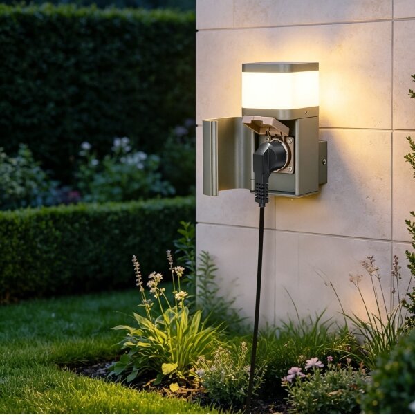 BRILAGI - Lampă de perete pentru exterior cu priză SCHUKO PILLAR 1xG9/11W/230V IP44 gri
