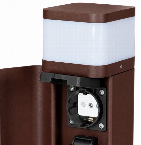 BRILAGI - Lampă de exterior cu 2 prize SCHUKO PILLAR 1xG9/11W/230V IP44 maro