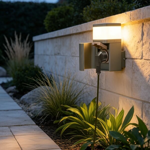 BRILAGI - Lampă de perete pentru exterior cu priză SCHUKO PILLAR 1xG9/11W/230V IP44 gri