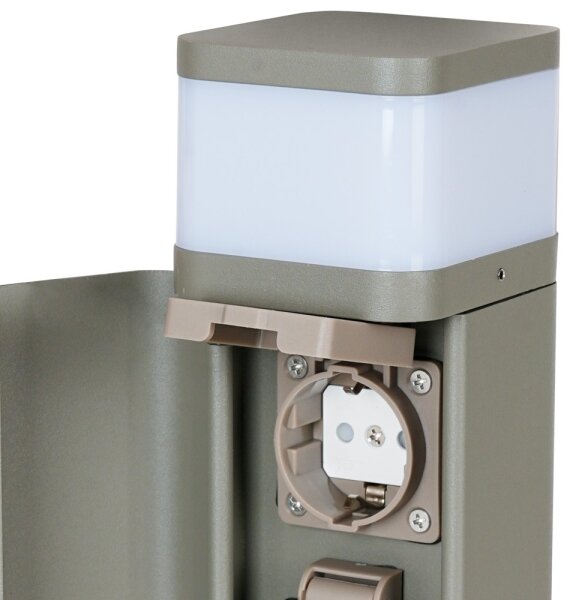 BRILAGI - Lampă de exterior cu 2 prize SCHUKO PILLAR 1xG9/11W/230V IP44 gri