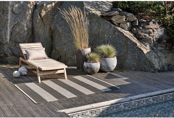 Covor tip traversă pentru interior și exterior gri antracit/crem 70x150 cm Bob Charcoal Linen – Pappelina