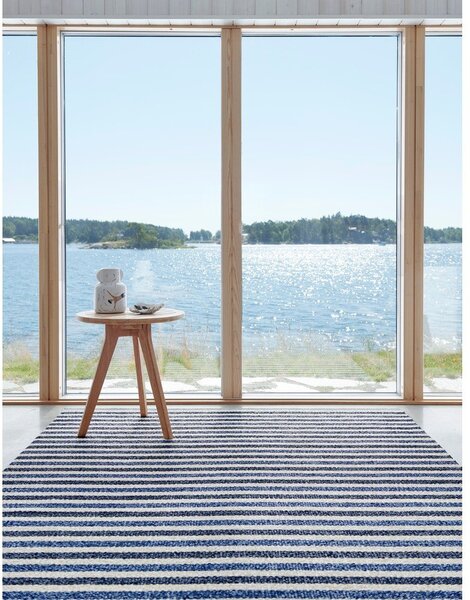 Covor pentru exterior și interior albastru/crem 70x120 cm Teo Denim – Pappelina