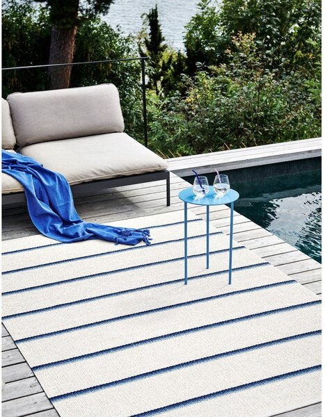 Covor tip traversă pentru interior și exterior albastru/crem 70x180 cm Olle Blue Vanilla – Pappelina