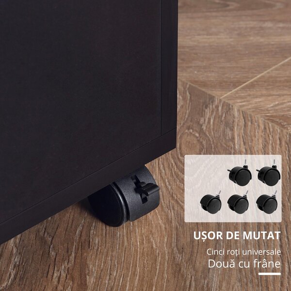 Vinsetto Dulap Mobil pentru Birou, Suport pentru Fax, Scanner, Imprimantă, cu 4 Roti, Design Modern, Negru | Aosom Romania