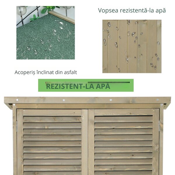 Magazie pentru unelte Outsunny, 4 Compartimente, Lemn de Brad Impermeabil | Aosom Romania