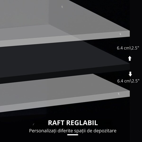 Vinsetto Dulap Mobil pentru Birou, Suport pentru Fax, Scanner, Imprimantă, cu 4 Roti, Design Modern, Negru | Aosom Romania