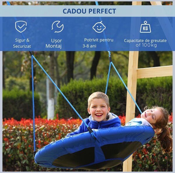 HOMCOM Leagăn Rotund pentru Copii, Utilizare Intern/Extern, 100x180cm, Rezistent și Sigur | Aosom Romania