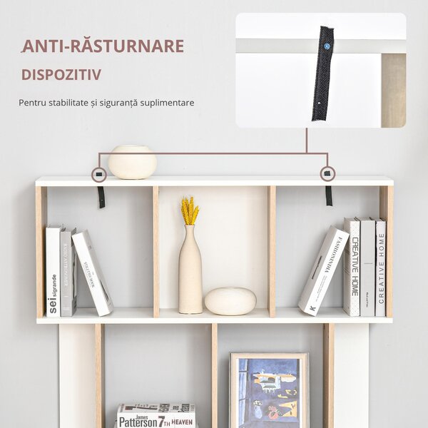 HOMCOM Bibliotecă din Lemn cu 3 Rafturi, Dimensiuni 100x30x124cm, Design Elegant pentru Organizare și Depozitare | AOSOM România