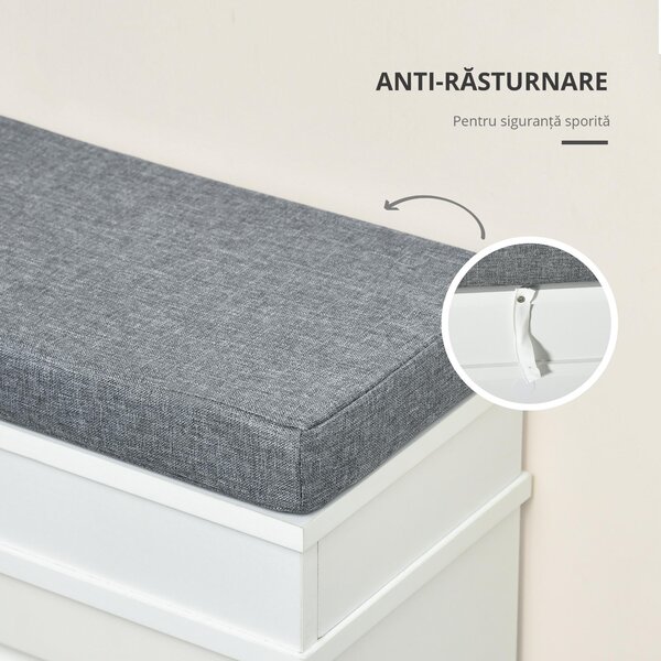 Banchetă-Pantofar HOMCOM din Lemn cu Spațiu de Depozitare, 104x24x55 cm, Design Modern, Alb | Aosom Romania
