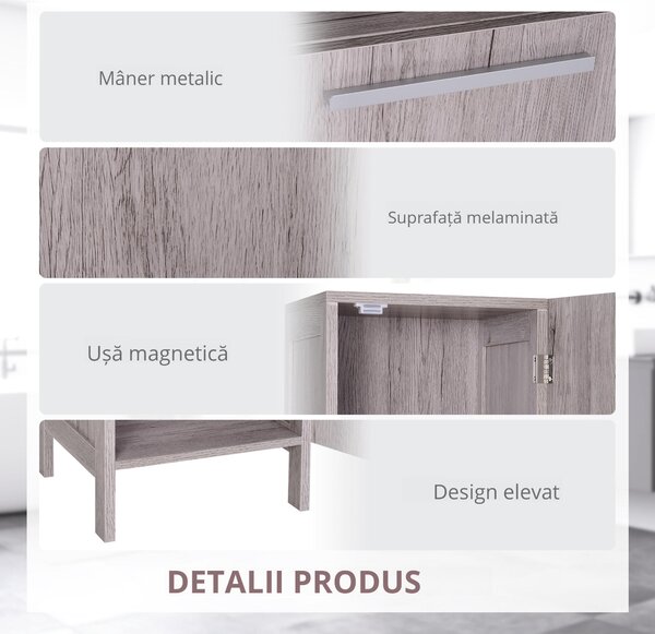 Kleankin Coloană Baie 2 Dulapuri 2 Rafturi Deschise MDF Suprafață Netedă 30x32x172.5cm Culoare Lemn | Aosom Romania