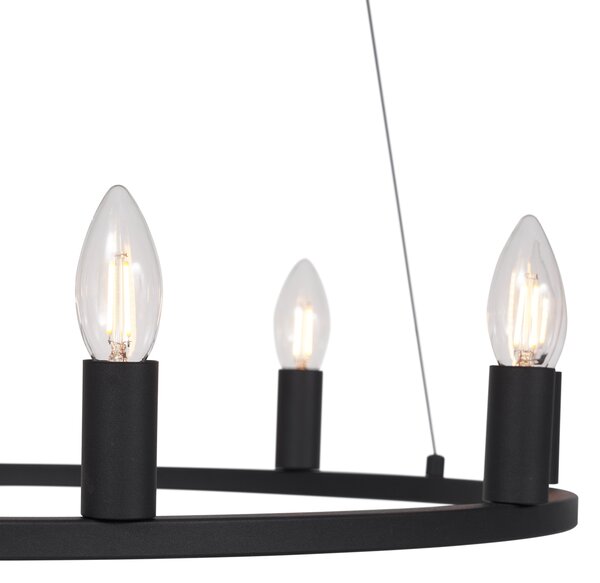 Lampa suspendată inteligentă neagră cu 9 lumini, inclusiv WiFi C35 - Knight