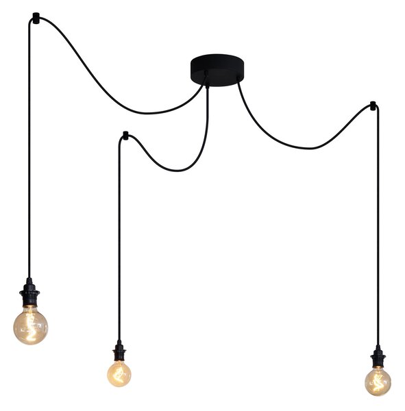 Lampa suspendată de exterior neagră cu 3 lumini IP44 - Cava
