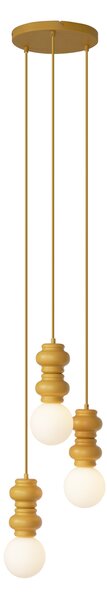 Lampă pendantă retro galben muștar cu sticlă mată 3 lumini - Fedde
