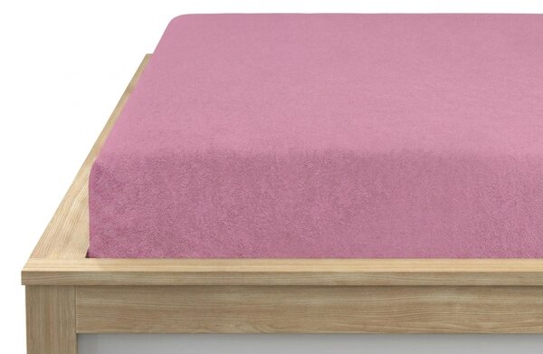 Cearsaf elastic din fleece MOLTON roz 180 x 200 cm